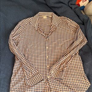 Casual Checkered Button-Down Shirt - Blue and Brown